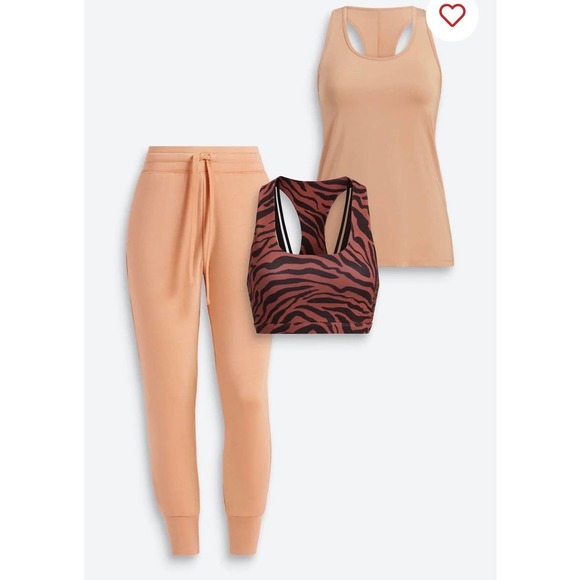 Fabletics Pants - Fabletics 3pc Desert Sports Bra Tank Joggers Outfit Set